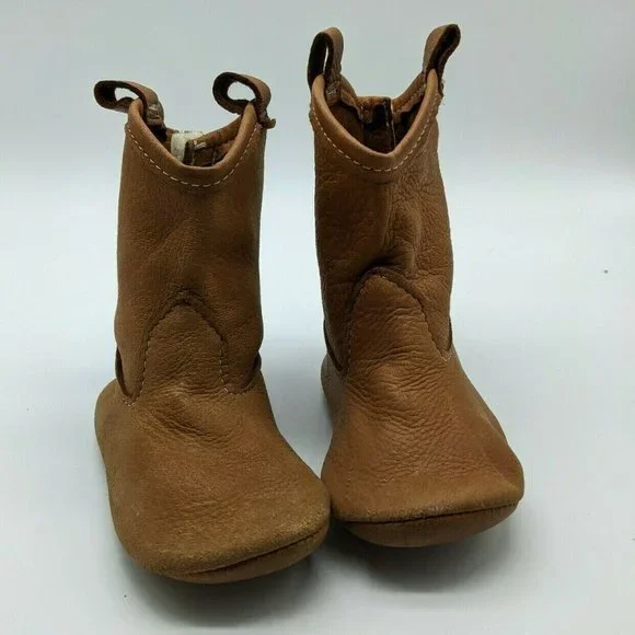 TAOS Leather Western Soft Sole velcroback Brown Booties Baby/Toddler OS - Picture 3 of 10